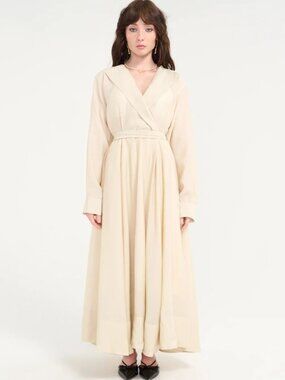 Solene Ceaser Belted Shirt Dress in Cream One Size LIKE NEW $400